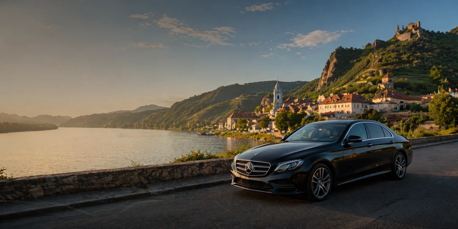 Súkromný výlet s prémiovým vozidlom pri historickej destinácii v strednej Európe
